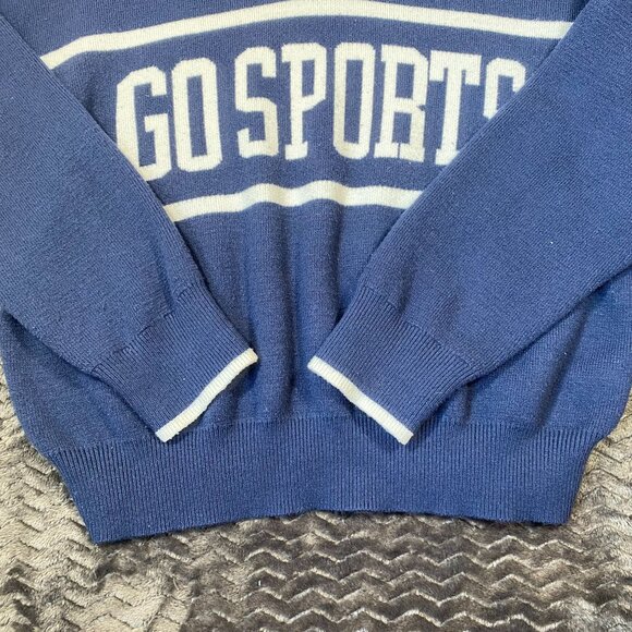 Abercrombie & Fitch Blue V-Neck Sweater "Go Sports" Casual Pullover, Womens sz L - Picture 2 of 8